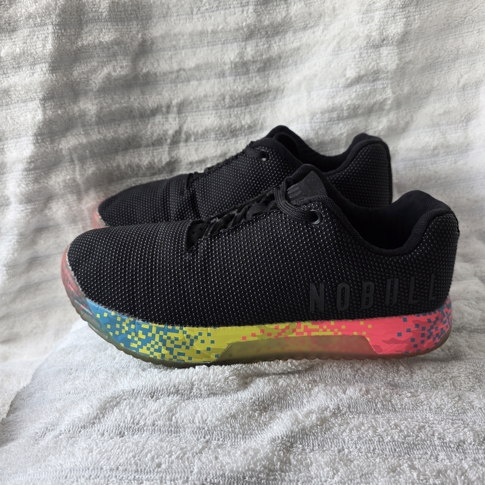 NOBULL Superfabric Unisex Black Sneakers with Colorful Sole